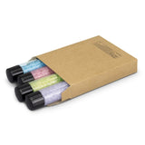 Spa Bath Salt Set featuring four relaxing scents in 30g tubes, beautifully packaged in a kraft box with a display window.