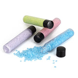 Spa Bath Salt Set in a kraft box with a window, featuring four 30g tubes of rose, tea tree, lavender, and peppermint salts.