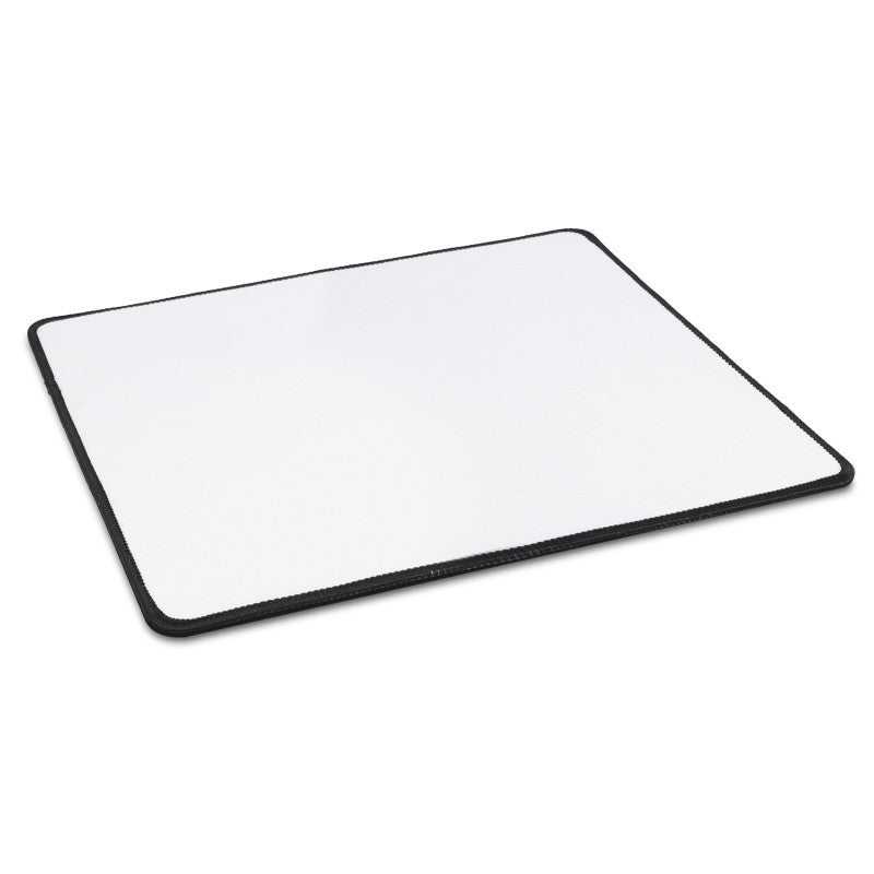 Set of 10 white deluxe mouse mats with spandex surface and non-slip rubber base for smooth gliding and tracking.