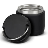 Sleek black 300ml vacuum flask made of durable stainless steel, ideal for hot or cold beverages on-the-go.