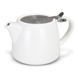 Elegant white 490ml Chai Teapot with stainless steel lid and infuser, perfect for brewing loose leaf tea.