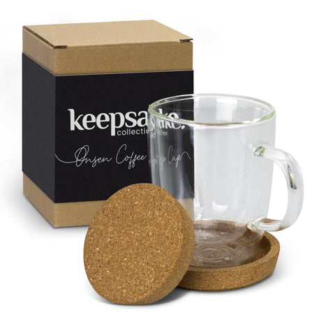 Elegant 350ml double-wall glass coffee cup with natural cork lid, perfect for eco-friendly coffee enthusiasts.