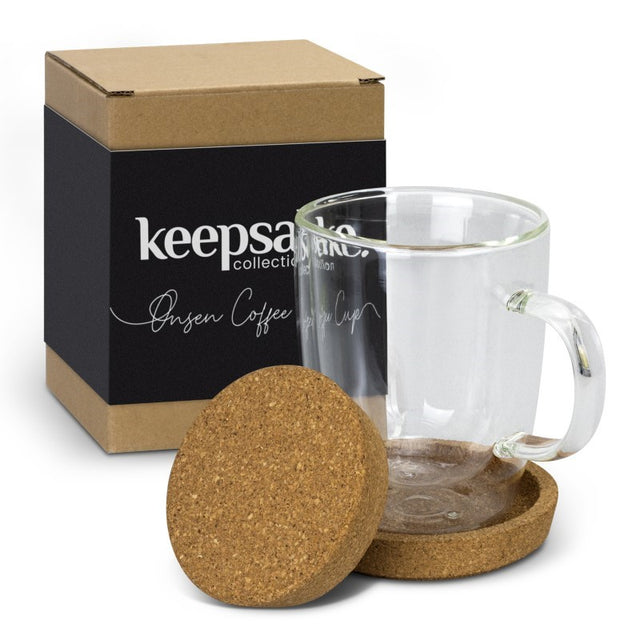 Elegant 350ml double-wall glass coffee cup with natural cork lid, perfect for eco-friendly coffee enthusiasts.