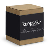 Elegant 350ml double-wall borosilicate glass coffee cup with a natural cork lid that serves as a heat-resistant coaster.