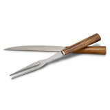Carving Set - Keepsake features durable Acacia handles and stainless steel blade, elegantly presented in a natural gift box.