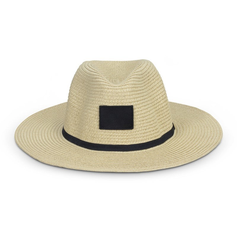 Wide brimmed Barbados hat in Natural/Black with a stylish ribbon, perfect for summer sun protection and chic outfits.