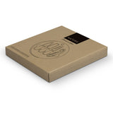 Elegant NATURA Glass Bamboo Cheese Board with bamboo base, tempered glass surface, and included utensils in a gift box.