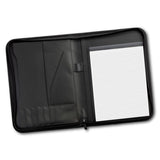 A4 Travel Portfolio - Carlow in black, featuring a zipped closure, multiple pockets, and foldable handles for easy travel organization.