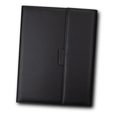 A4 Portfolio in black with sleek dome closure, pen loop, and organized pockets for documents and business cards.