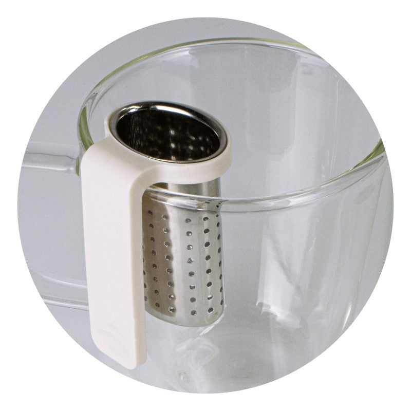 Set of 20 sleek white travel tea infusers, crafted from stainless steel, designed to clip onto mugs for on-the-go brewing.