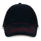Set of 10 stylish Raven Black/Red caps with 5-panel design, adjustable buckle, and vibrant stitching for team or casual wear.