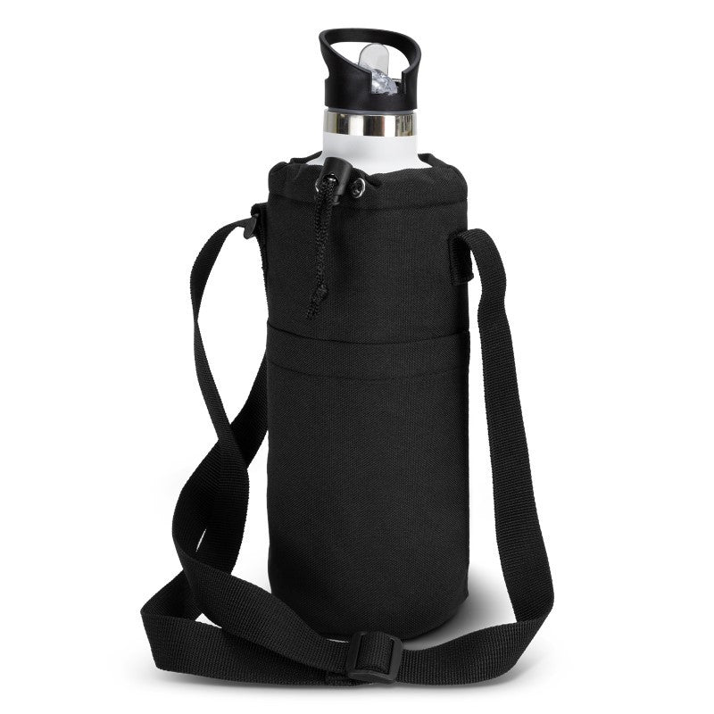 Set of 10 Seville Black Bottle Sling Bags made from durable polyester, featuring cooling insulation and adjustable straps for convenience.