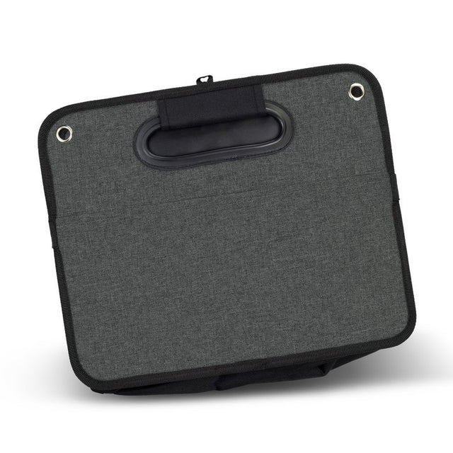 Stylish Heather Grey trunk organiser with 40L capacity and three compartments for versatile storage and organization.
