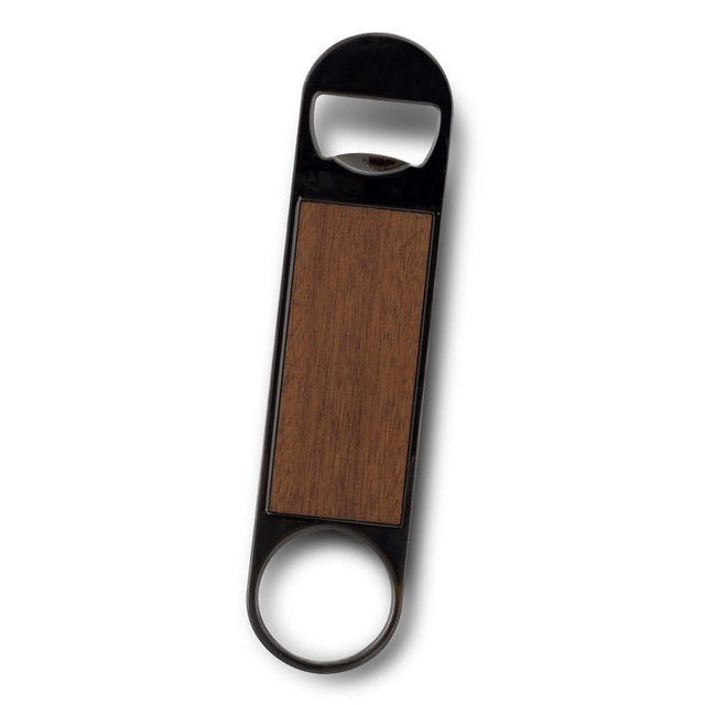 Set of 10 Bronx Gunmetal/Dark magnet bottle openers combining stylish wood and zinc alloy with a strong refrigerator magnet.