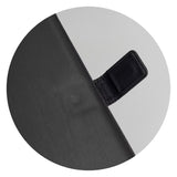 Black PU leather A4 portfolio featuring a magnetic closure, document pocket, card holders, and notepad for professional organization.