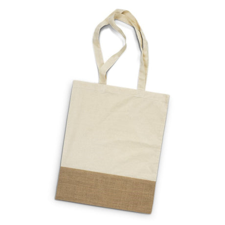 Eco-friendly Lima Natural Tote Bag set of 20, made from 250gsm unbleached cotton with durable jute base and long handles.