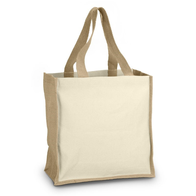 Eco-friendly Tote Bag - Horus Natural set of 10, made from cotton and jute, featuring durable handles and 15L capacity.