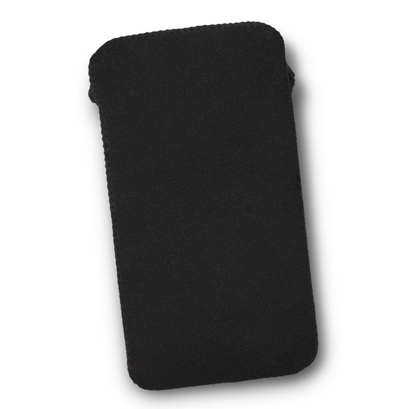 Set of 20 black neoprene phone pouches, water-resistant with cushioned protection and slip pocket for cards or cash.