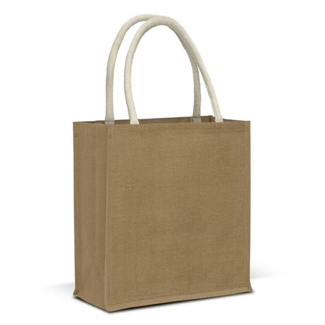 Set of 10 eco-friendly jute tote bags with 30L capacity, durable design, and comfortable cotton handles for sustainable carrying.