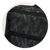 Urban Camo 21L Backpack in Black, featuring durable polyester, spacious pockets, and adjustable straps for comfort.