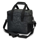 Urban Camo 17L cooler bag in black, featuring durable polyester, thick insulation, and multiple storage options for outdoor activities.