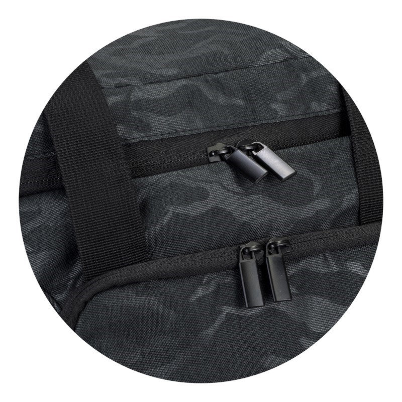 Urban Camo 17L cooler bag in black, featuring durable polyester, thick insulation, adjustable strap, and stylish camouflage design.