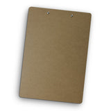 Set of 10 natural finish clipboards with metal clamps, designed for A4 documents and featuring a wall hook for storage.