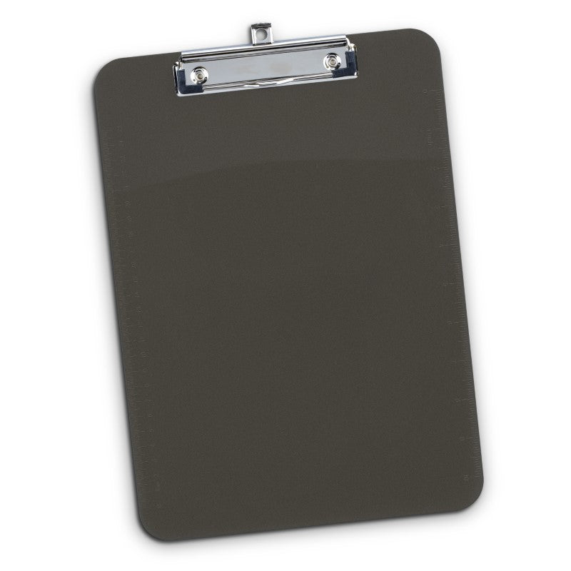 Set of 10 black transparent A4 clipboards with rulers, iron clamps, and wall hooks for easy storage and use.