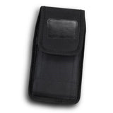 Set of 5 Knight Black phone pouches for smartphones up to 6.8", made from durable 800D oxford polyester, with flap closure.