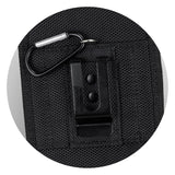Set of 5 Knight Black Phone Pouches, durable 800D polyester, designed for smartphones up to 6.8 inches, with clip attachment.