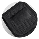 Set of 5 rugged black phone pouches, fitting devices up to 6.8", with durable polyester and velcro closures for added protection.