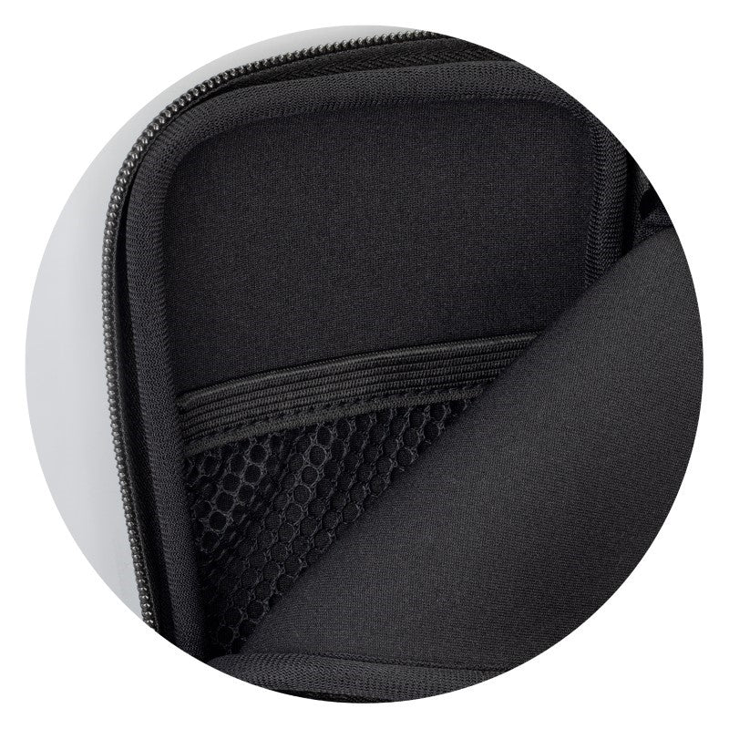 Set of 10 elegant black neoprene phone sleeves, double-zipped for security, fits phones up to 6.8 inches, lightweight and water-resistant.