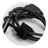 Set of 10 black braided charging cables, 50cm long, featuring Type-C, Micro-B, Lightning connectors, and dual inputs.
