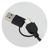 Set of 10 eco-friendly Triple Connector Cables featuring bamboo hub, versatile connectors, and velcro tie for organization.