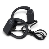 Bluetooth Earbuds - Runner (Black) with neck strap, silicone hooks, and 10-hour playtime, ideal for active lifestyles.