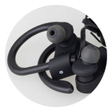 Bluetooth Earbuds - Runner (Black) with neck strap, silicone hooks, 10-hour playback, and built-in controls for active lifestyles.