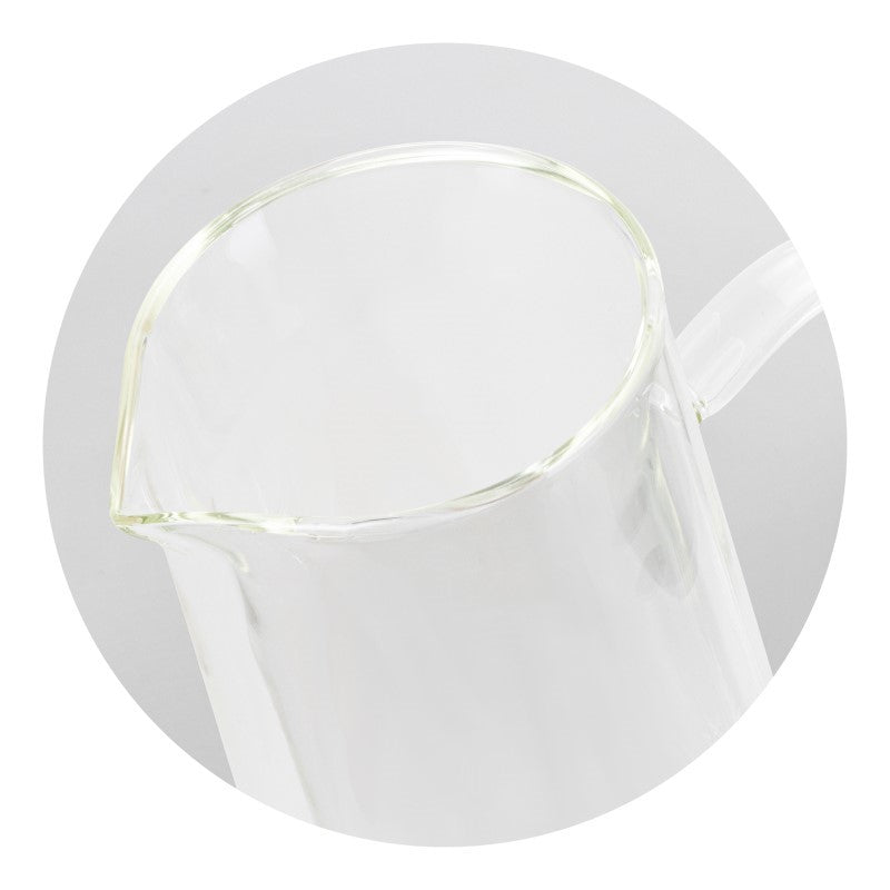 Clear borosilicate glass water jug, 730ml capacity, double-walled for temperature retention, elegantly packaged as a gift.