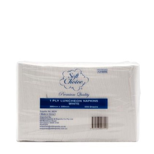 Soft Choice 1-ply luncheon serviettes, 4-fold design,pack of 500, ideal for elegant dining and events.