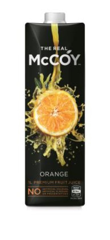 1L McCoy Orange Juice, made in New Zealand, refreshing and natural with no artificial additives, rich in Vitamin C.