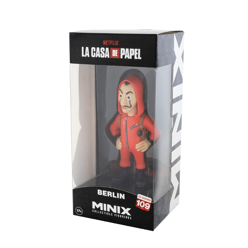 Collectible MINIX figurine of Berlin from Money Heist, showcasing detailed likeness and stylish demeanor for fans.