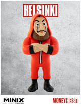 Collectible MINIX figurine of Helsinki from Money Heist, showcasing intricate details and artistic likeness.