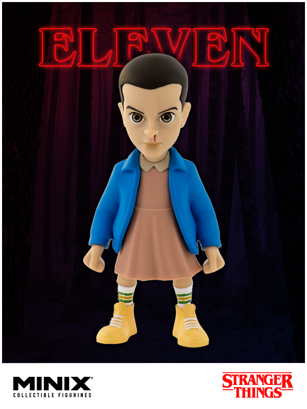 Collectible figurine of Eleven from Stranger Things, showcasing her detail, charm, and psychokinetic powers.