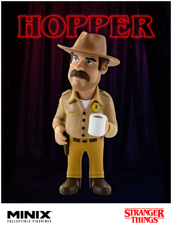 Collectible MINIX figurine of Chief Jim Hopper from Stranger Things, showcasing intricate details and artistic likeness.