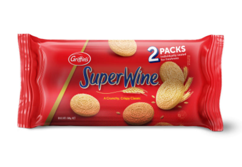 Griffin's SuperWine Twin Pack - 500G of classic New Zealand biscuits with a rich crunch and nostalgic sweetness.