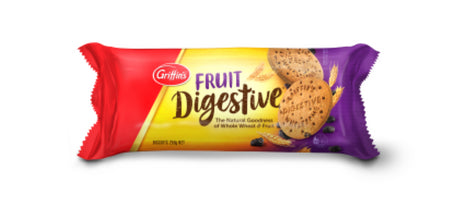 Crispy Griffin's Biscuit Digestive Fruit in a 250G pack, featuring fruity flavors for a delightful snack experience.