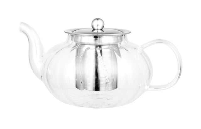 Elegant Avanti Dhalia glass teapot (800ml) with floral design for perfect tea brewing and stylish serving.