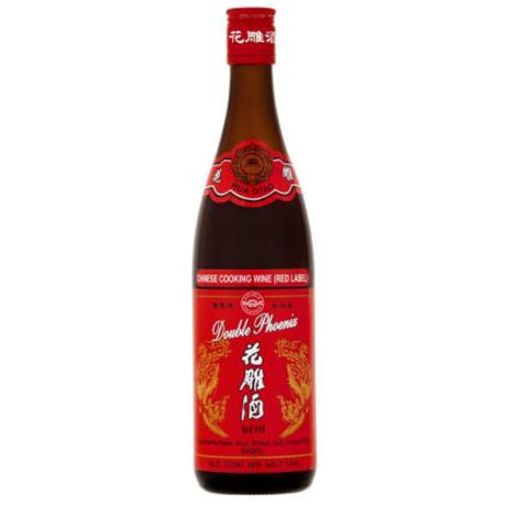 Chinese cooking wine from Shaoxing, 640ml bottle by Double Phoenix for flavorful stir-fries and marinades.