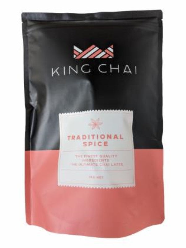 Spiced chai latte tea powder from Cafe King, offering authentic traditional flavor in a convenient 1KG package.