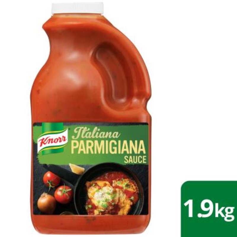 Gluten-free Knorr Sauce Pasta Parmigiana Italiana, 1.9kg, made with crushed tomatoes and pecorino cheese for authentic flavor.