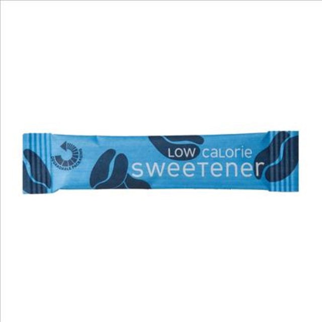 Healthpak Sweetener Artificial Sticks, 500PC, low-calorie sugar substitute in eco-friendly packaging for beverages.